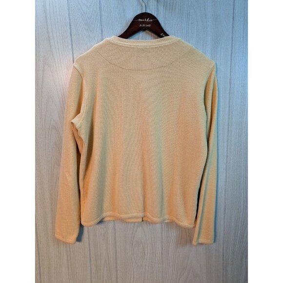Orvis Cardigan Womens Small Yellow Cotton Sweater Classic Button Pockets USA - Picture 2 of 6